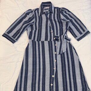 Striped Button Down and Tie Shirt Dress